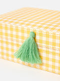 Oliver Bonas Agnes gingham jewellery box with tassel and mirror, UK version