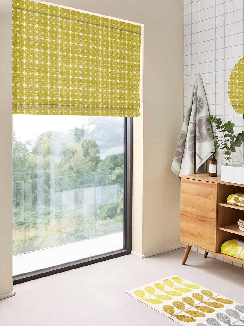 Orla Kiely yellow textured flower roman blinds - British product