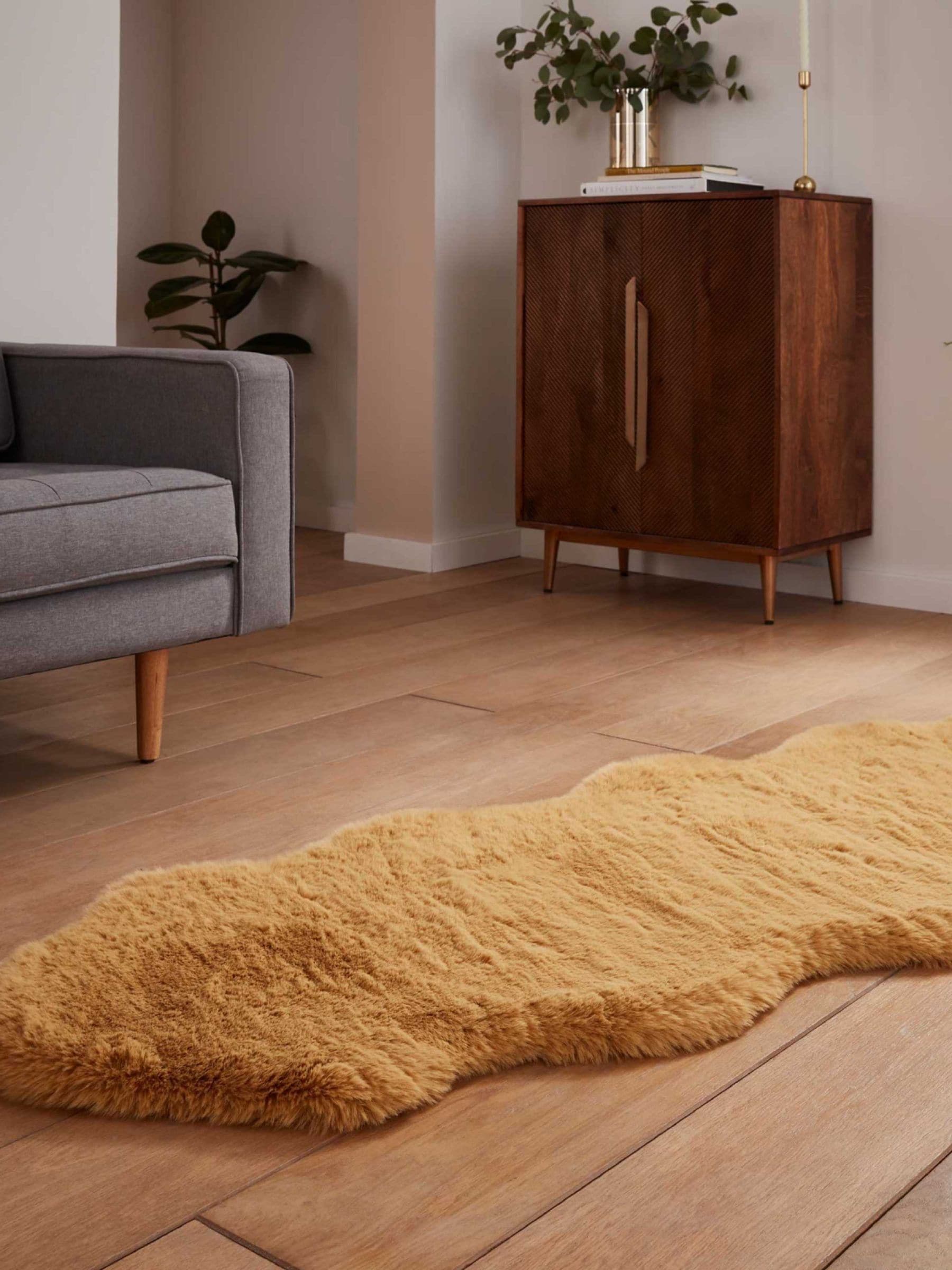 Think Rugs Mustard Super Teddy shaggy rug 60x180cm, UK version