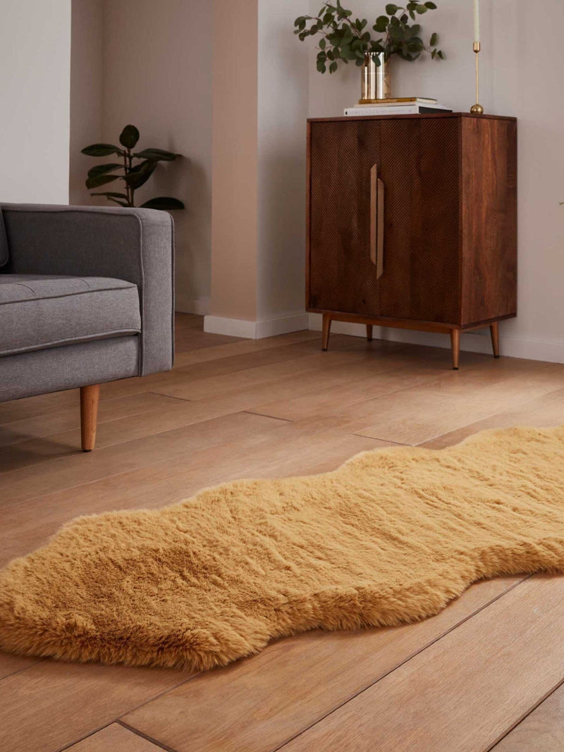 Think Rugs Mustard Super Teddy shaggy rug 60x180cm, UK version