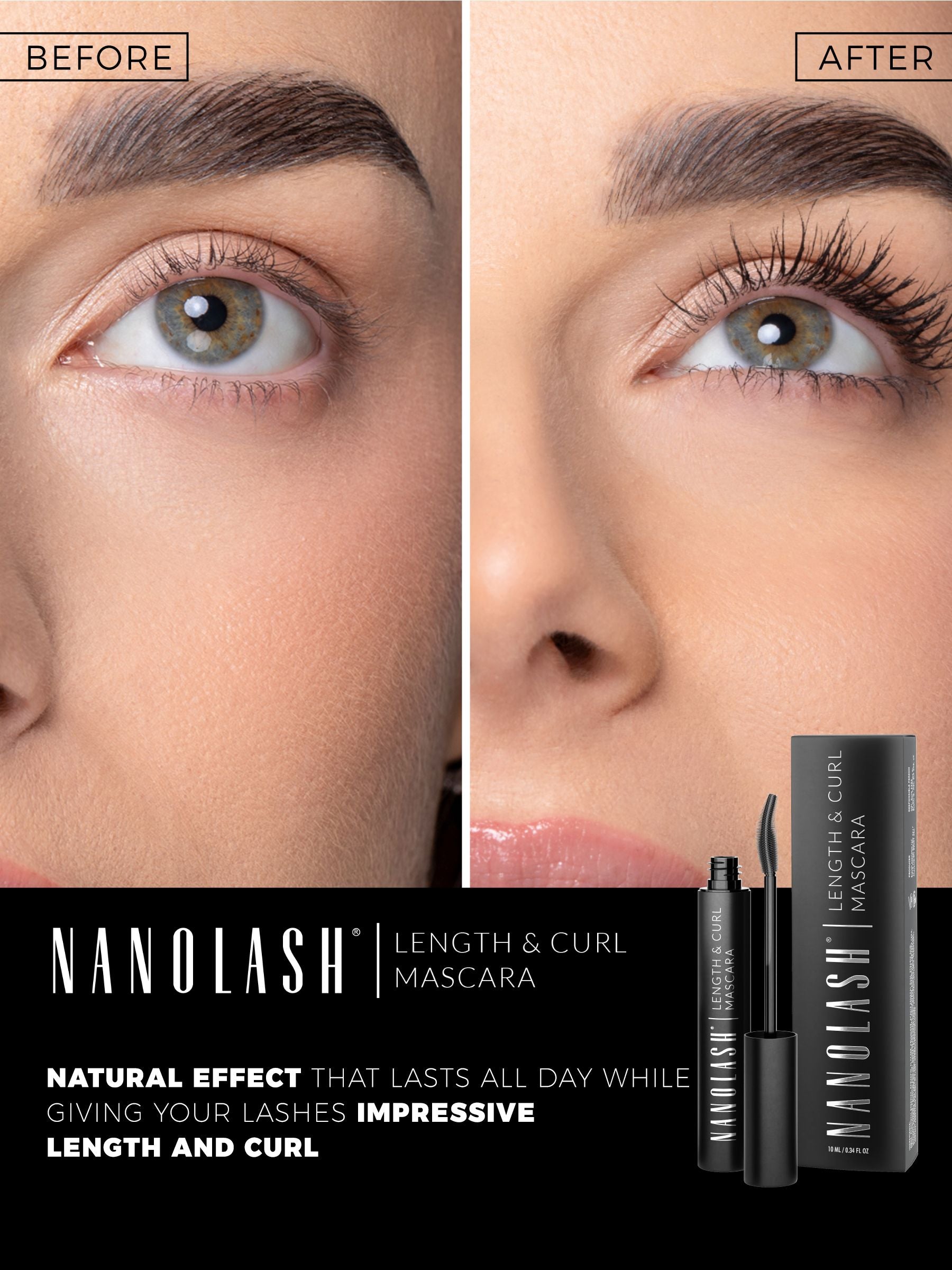 Nanolash lengthening and curling mascara black (British brand)