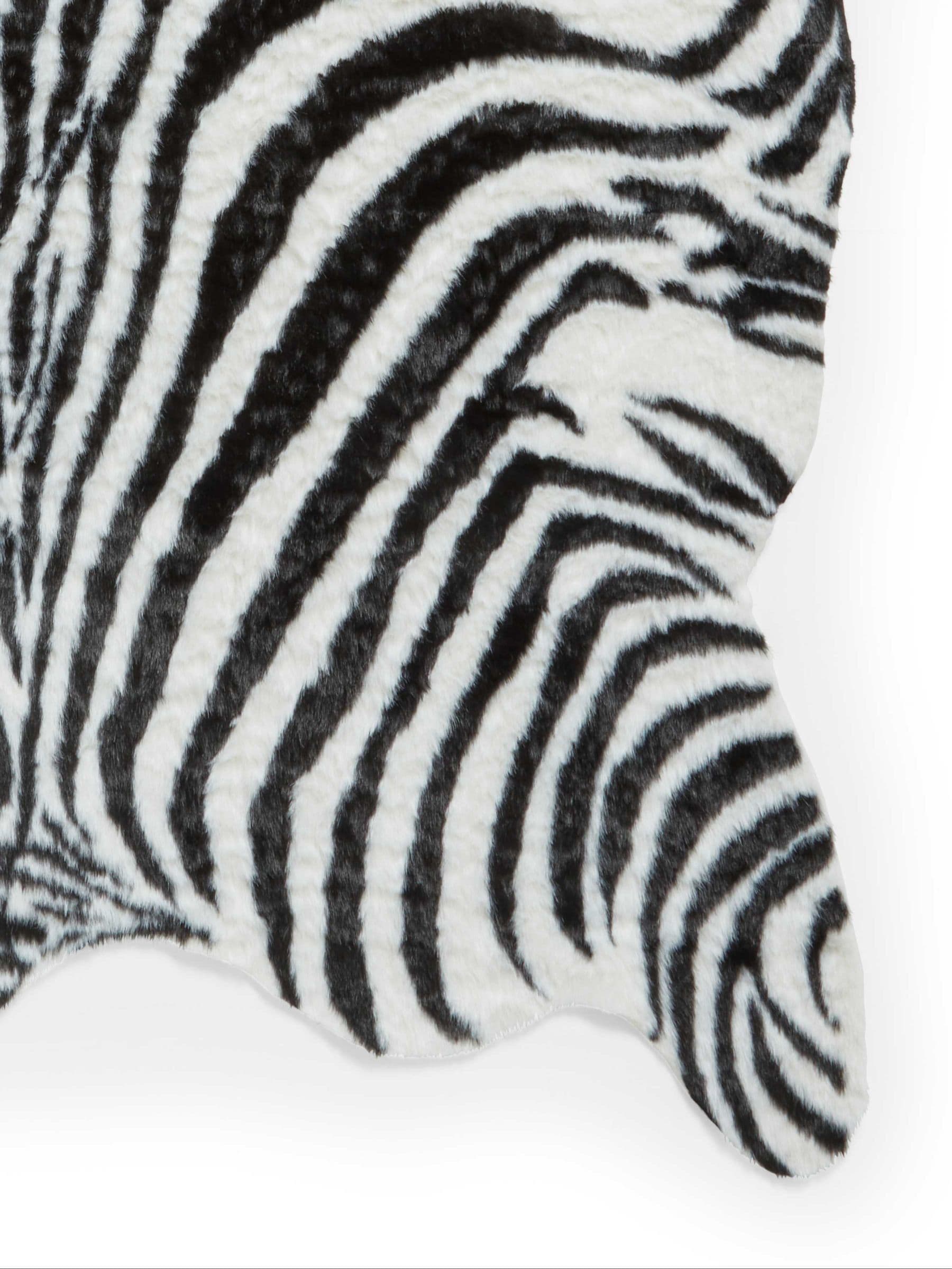 Think Rugs faux fur zebra rug, imported from the UK