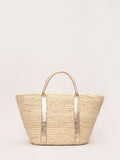 Phase Eight natural straw tote bag with faux leather handles - British product
