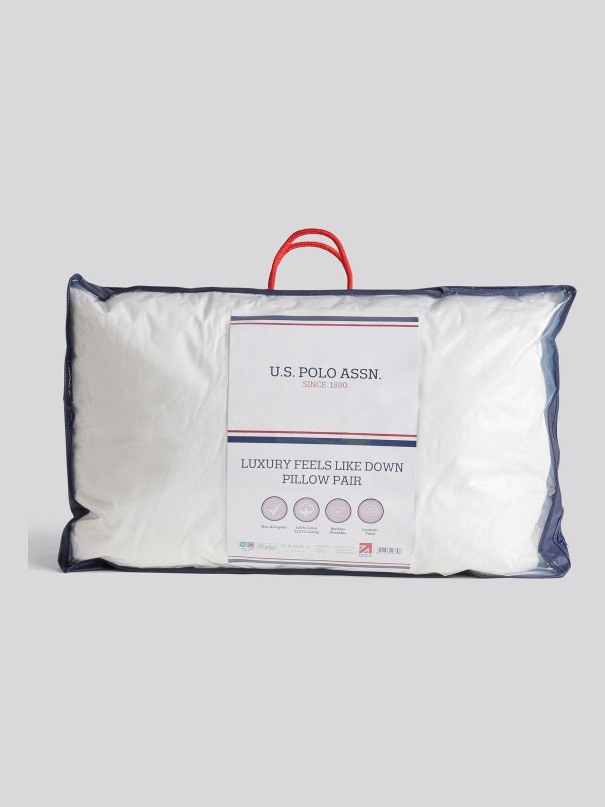 Us Polo Assn hypoallergenic luxury pillow pair, UK version