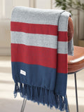 U.S. Polo Assn. Vapor Blue striped boucle throw 130x170cm, UK version