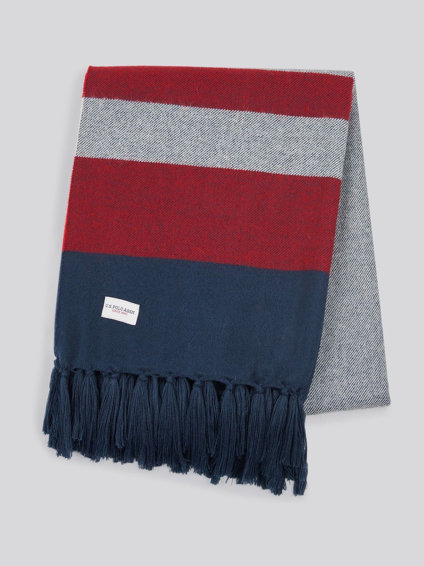 U.S. Polo Assn. Vapor Blue striped boucle throw 130x170cm, UK version