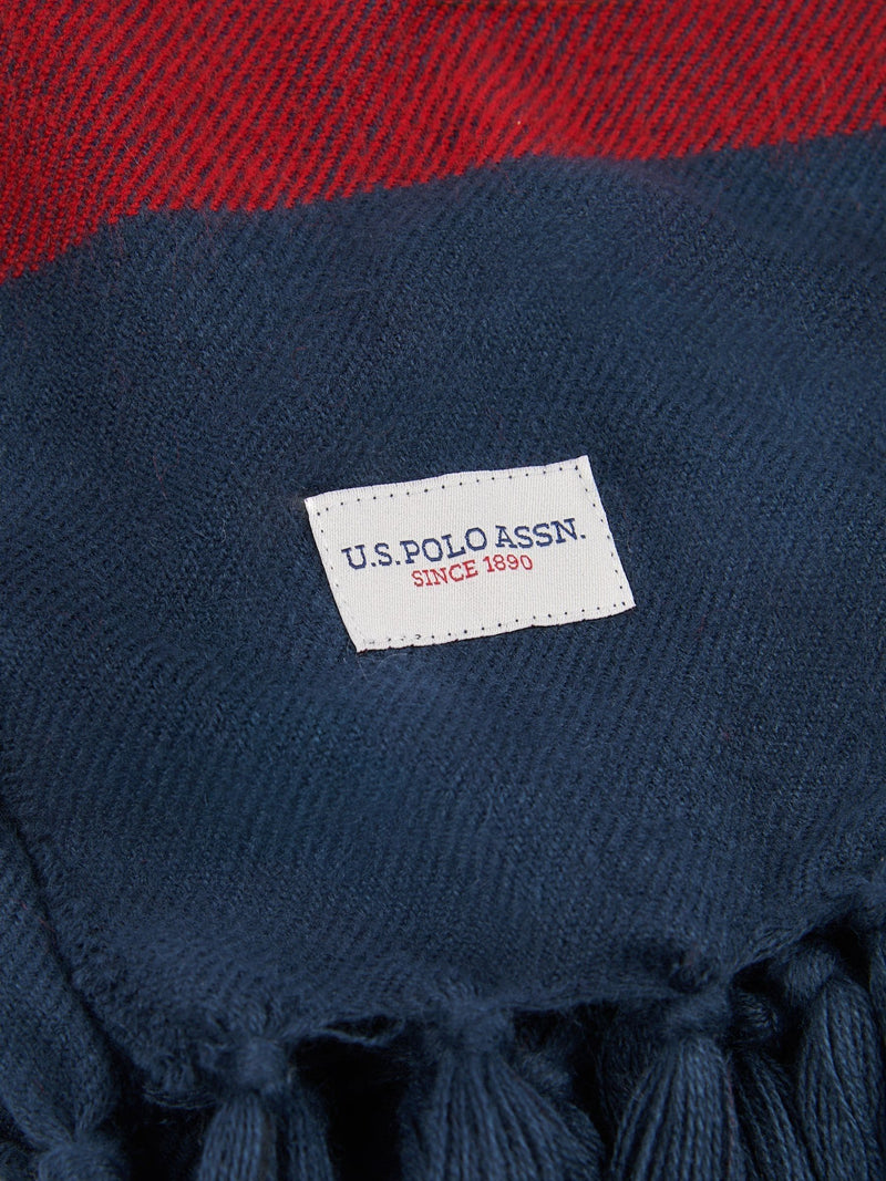 U.S. Polo Assn. Vapor Blue striped boucle throw 130x170cm, UK version