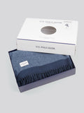 U.S. Polo Assn. navy herringbone throw 130x170cm, imported from the UK