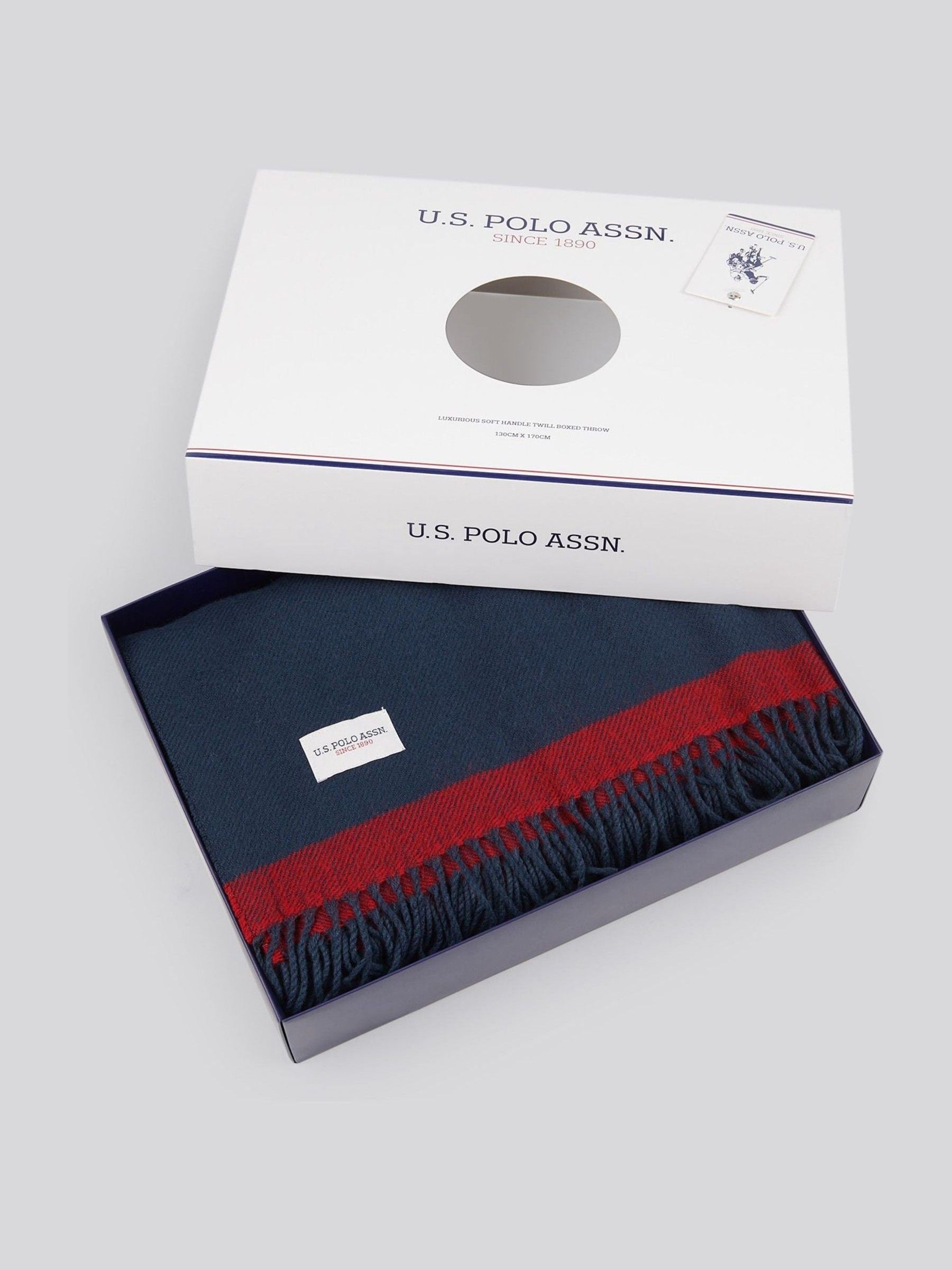 U.S. Polo Assn. Navy Iris soft handle twill throw 130x170cm - British product