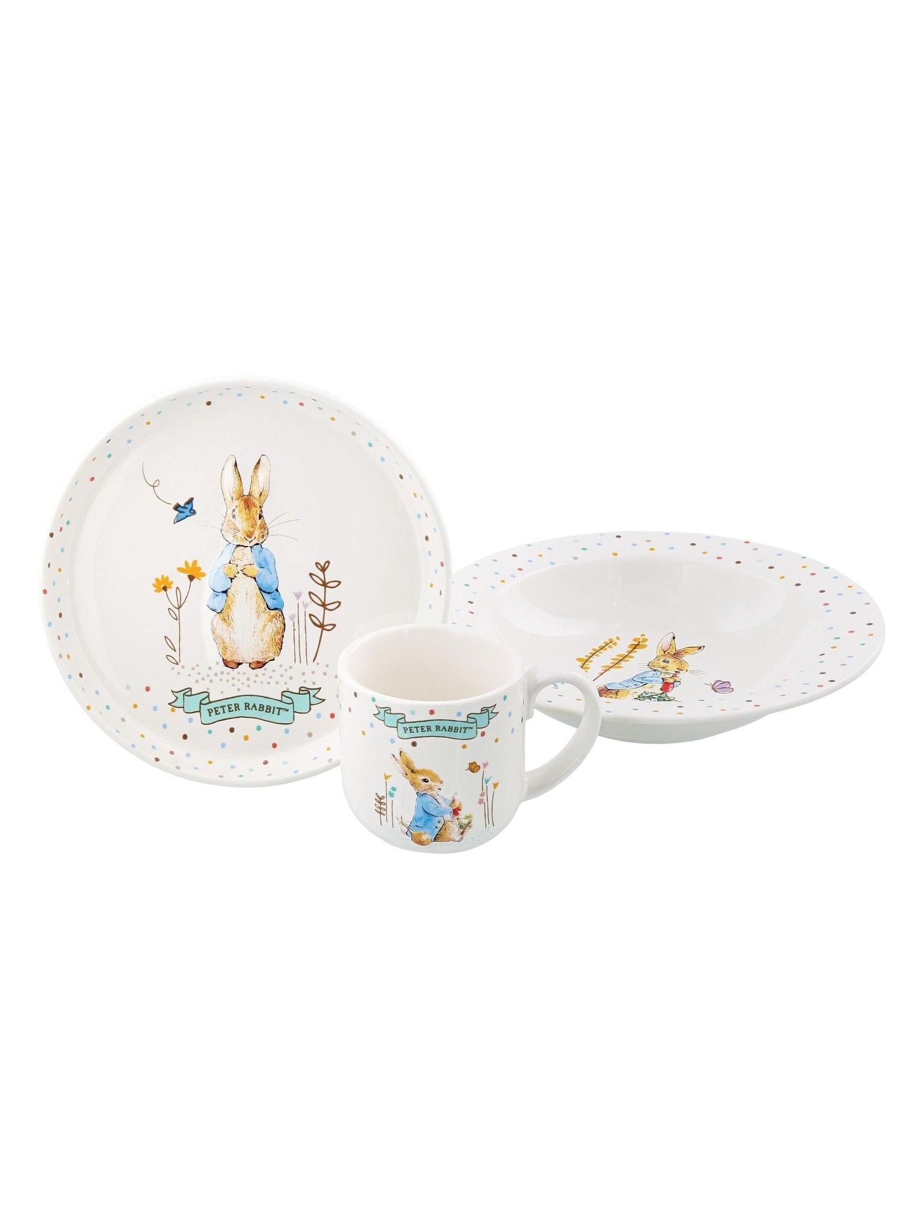 Peter Rabbit white ceramic dinner set 3-piece - British product