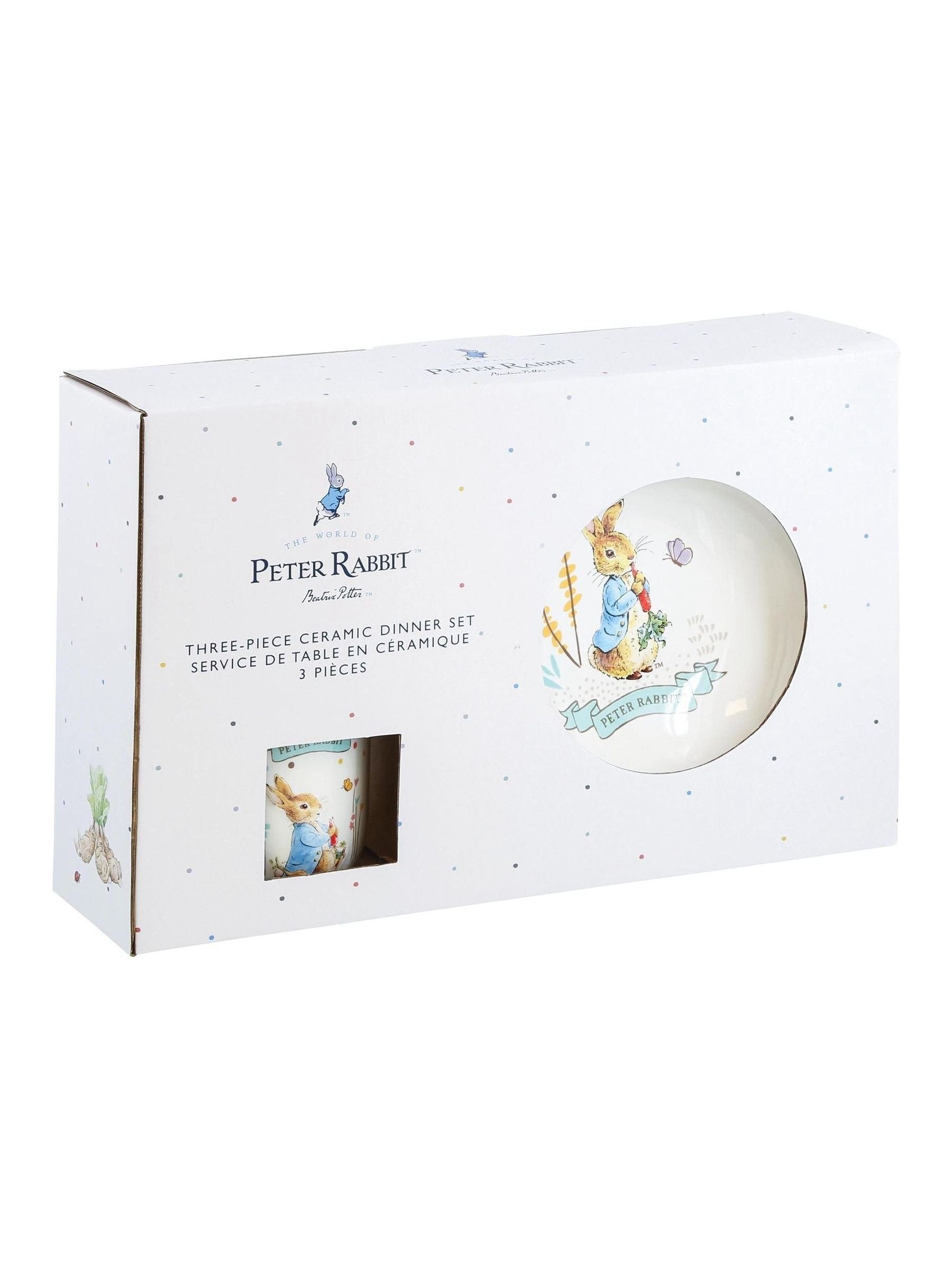 Peter Rabbit white ceramic dinner set 3-piece - British product