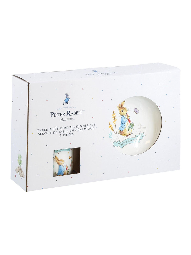 Peter Rabbit white ceramic dinner set 3-piece - British product