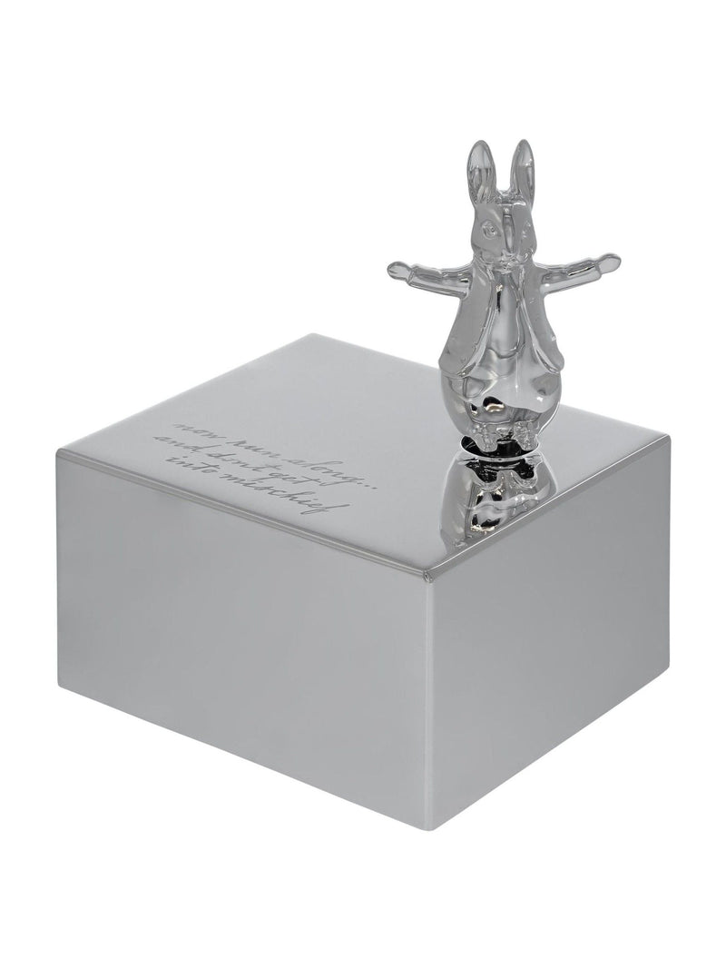 Peter Rabbit silver christening musical box, UK version