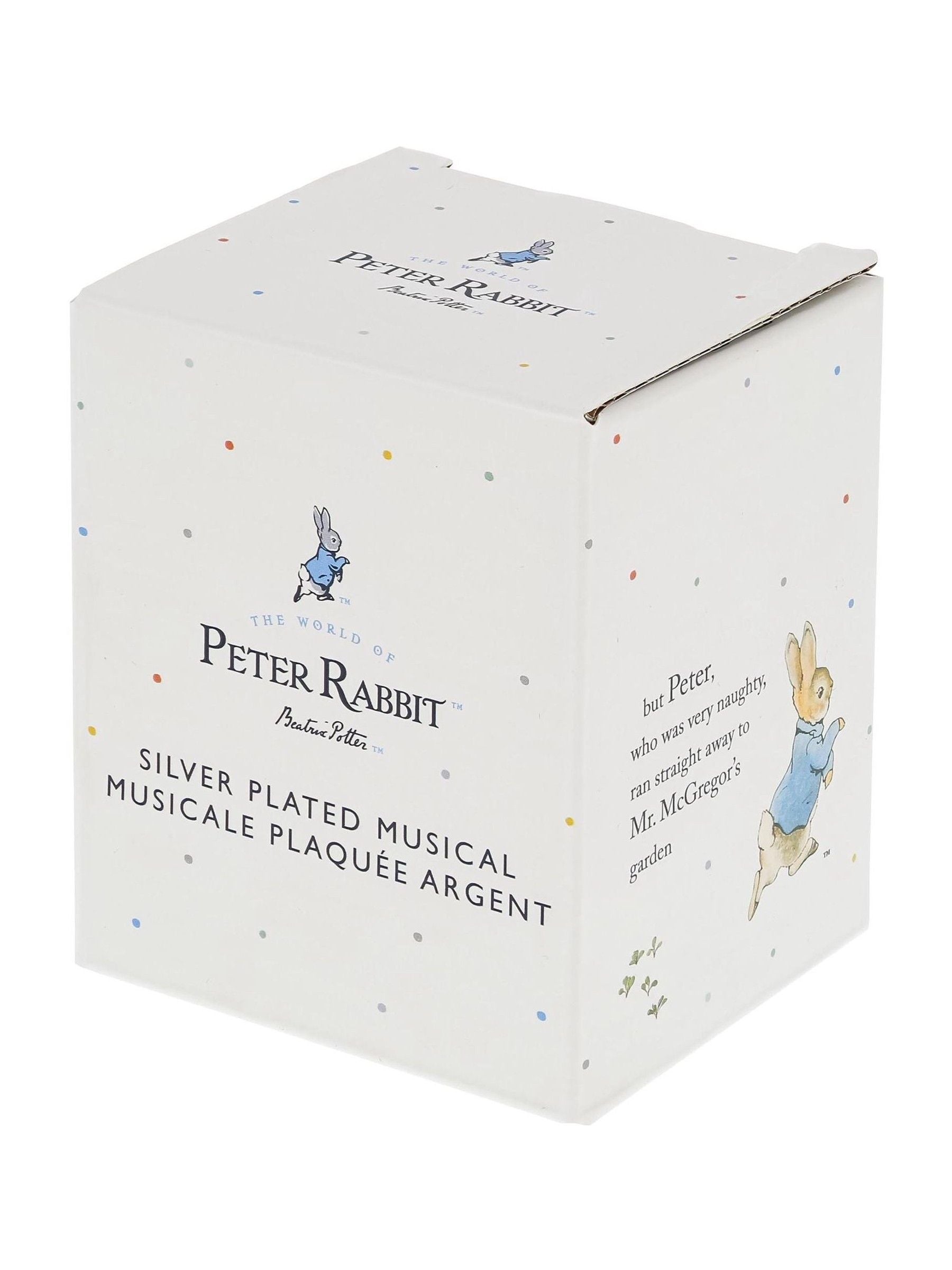 Peter Rabbit silver christening musical box, UK version