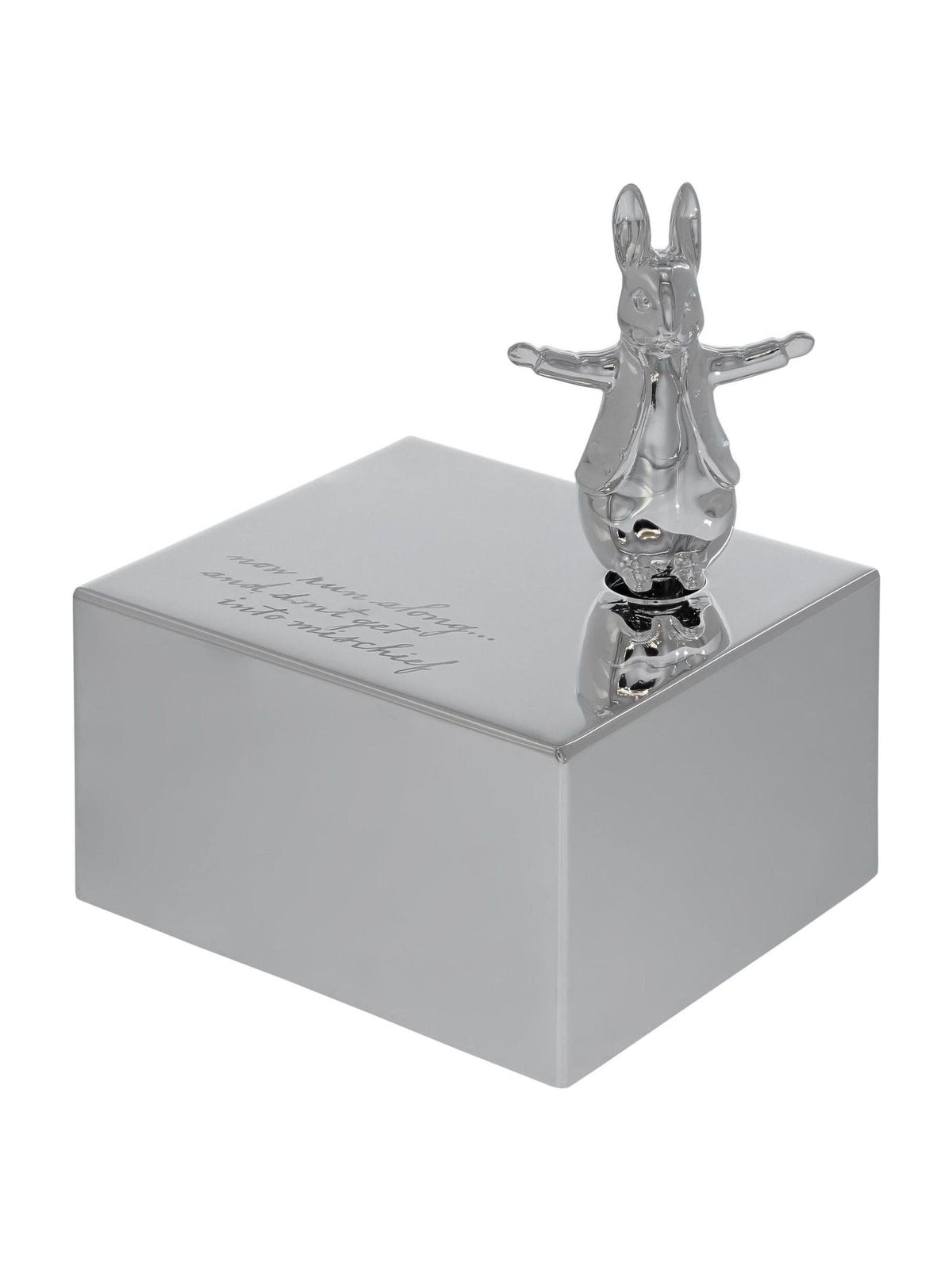 Peter Rabbit silver christening musical box, UK version
