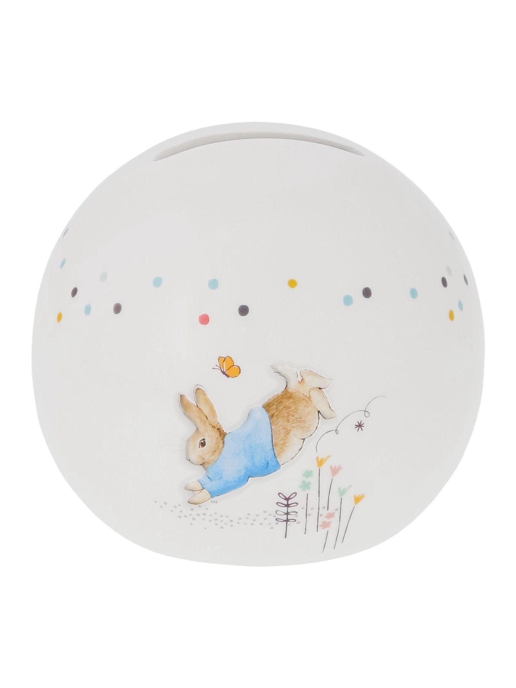 Peter Rabbit silver ceramic money bank, imported from the UK