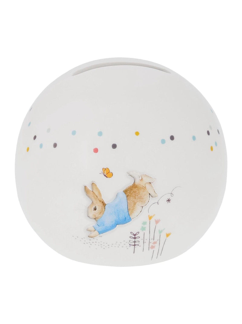 Peter Rabbit silver ceramic money bank, imported from the UK