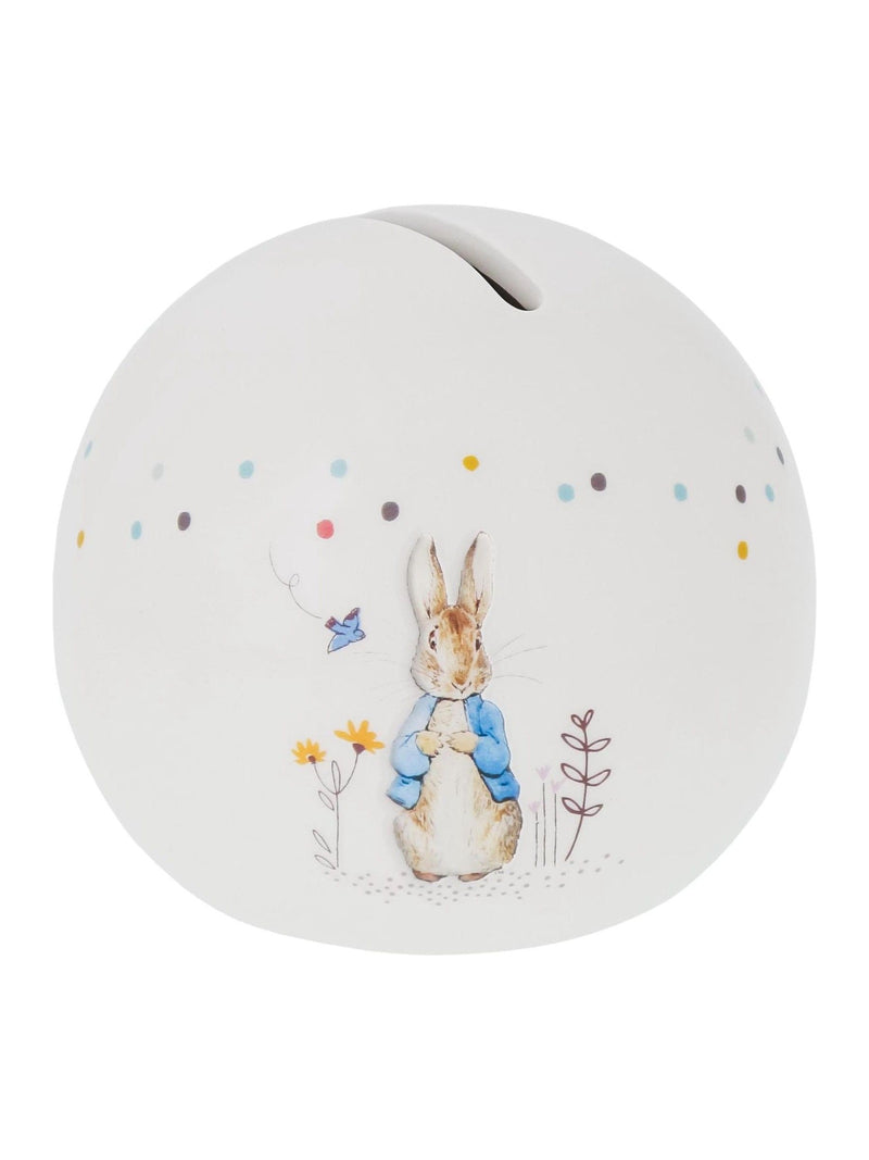 Peter Rabbit silver ceramic money bank, imported from the UK