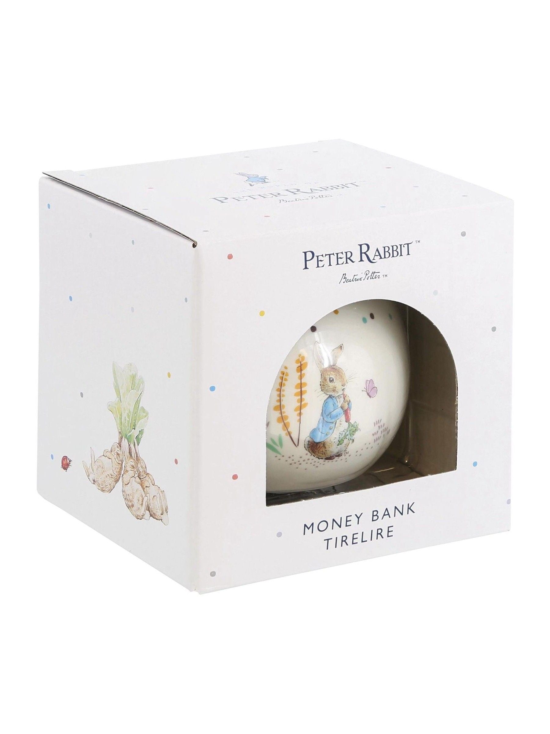 Peter Rabbit silver ceramic money bank, imported from the UK