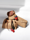 Dune London red essentials clutch bag, raffia construction - British product