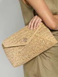 Dune London red essentials clutch bag, raffia construction - British product