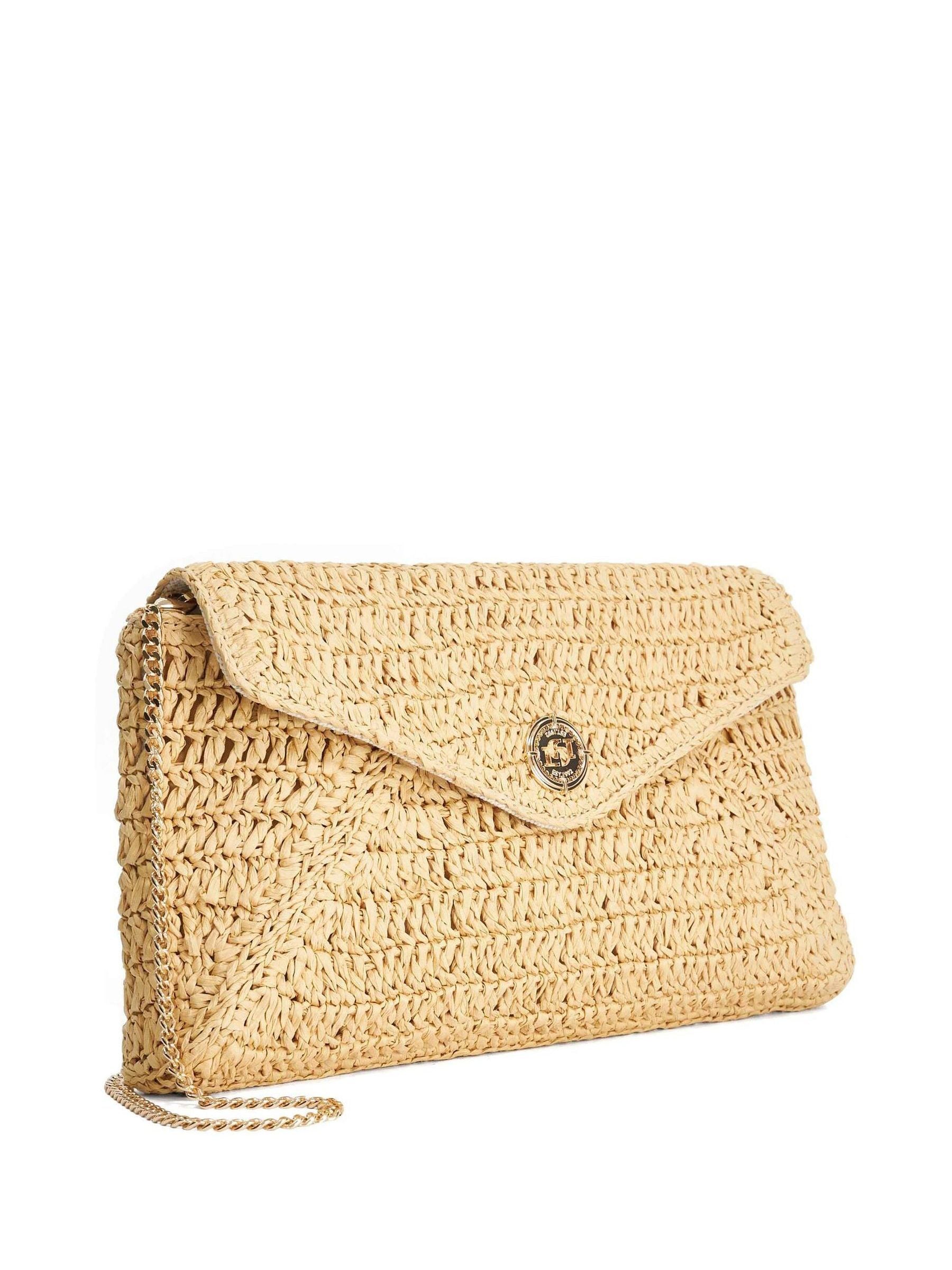 Dune London red essentials clutch bag, raffia construction - British product