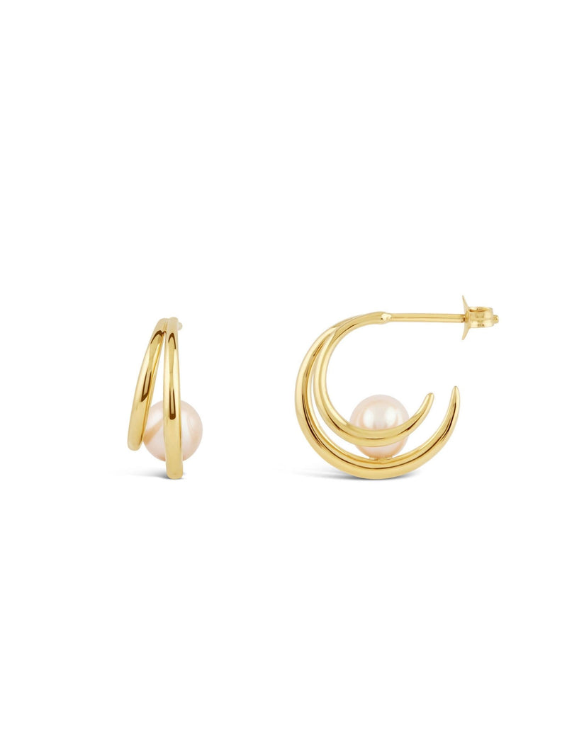 Dinny Hall gold tone Toro pearl double hoops 17mm (British brand)