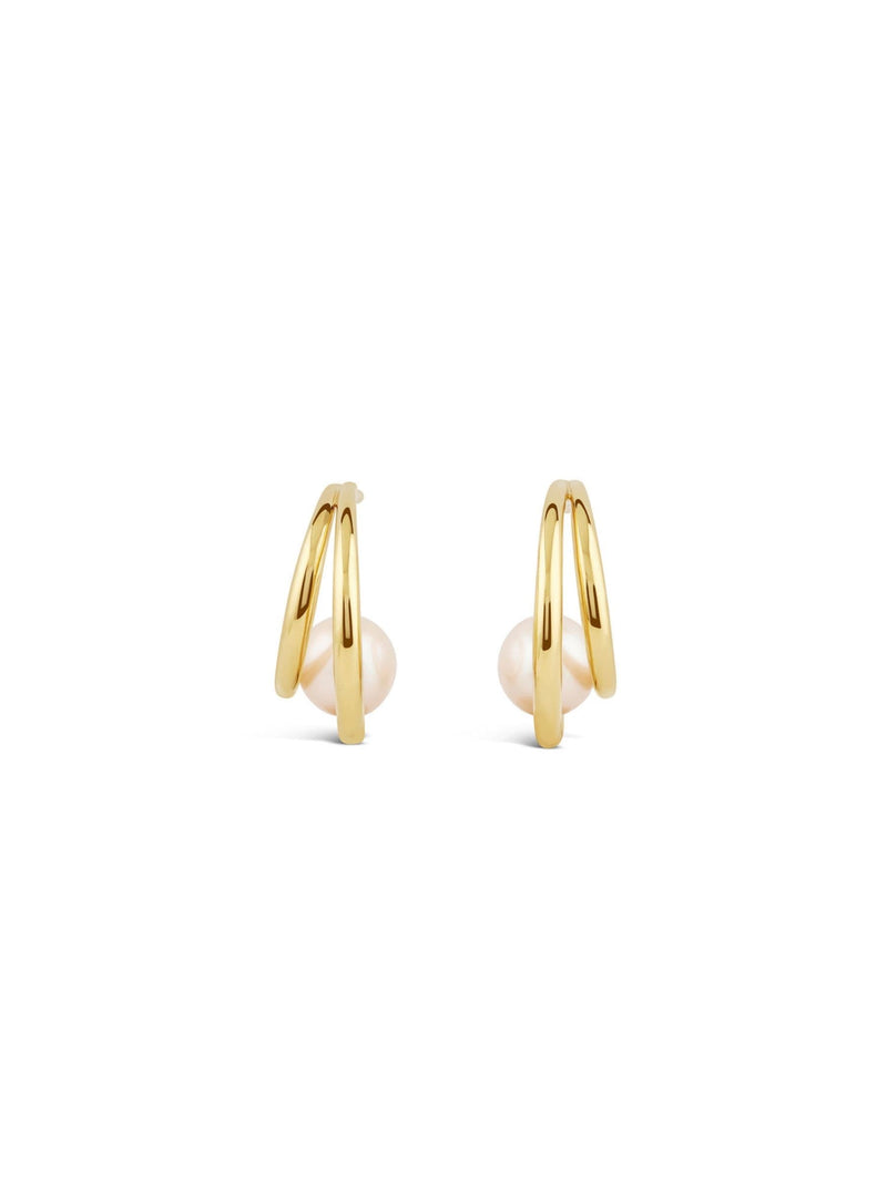 Dinny Hall gold tone Toro pearl double hoops 17mm (British brand)