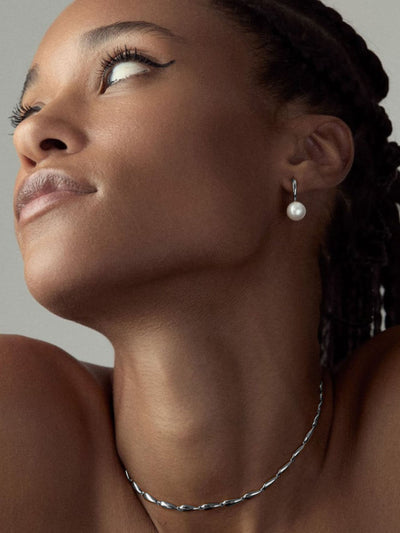 Next Dinny Hall Silver Tone Toro Pearl Drop Hoops, 11.5mm x 21mm- Buy online at McGrocer