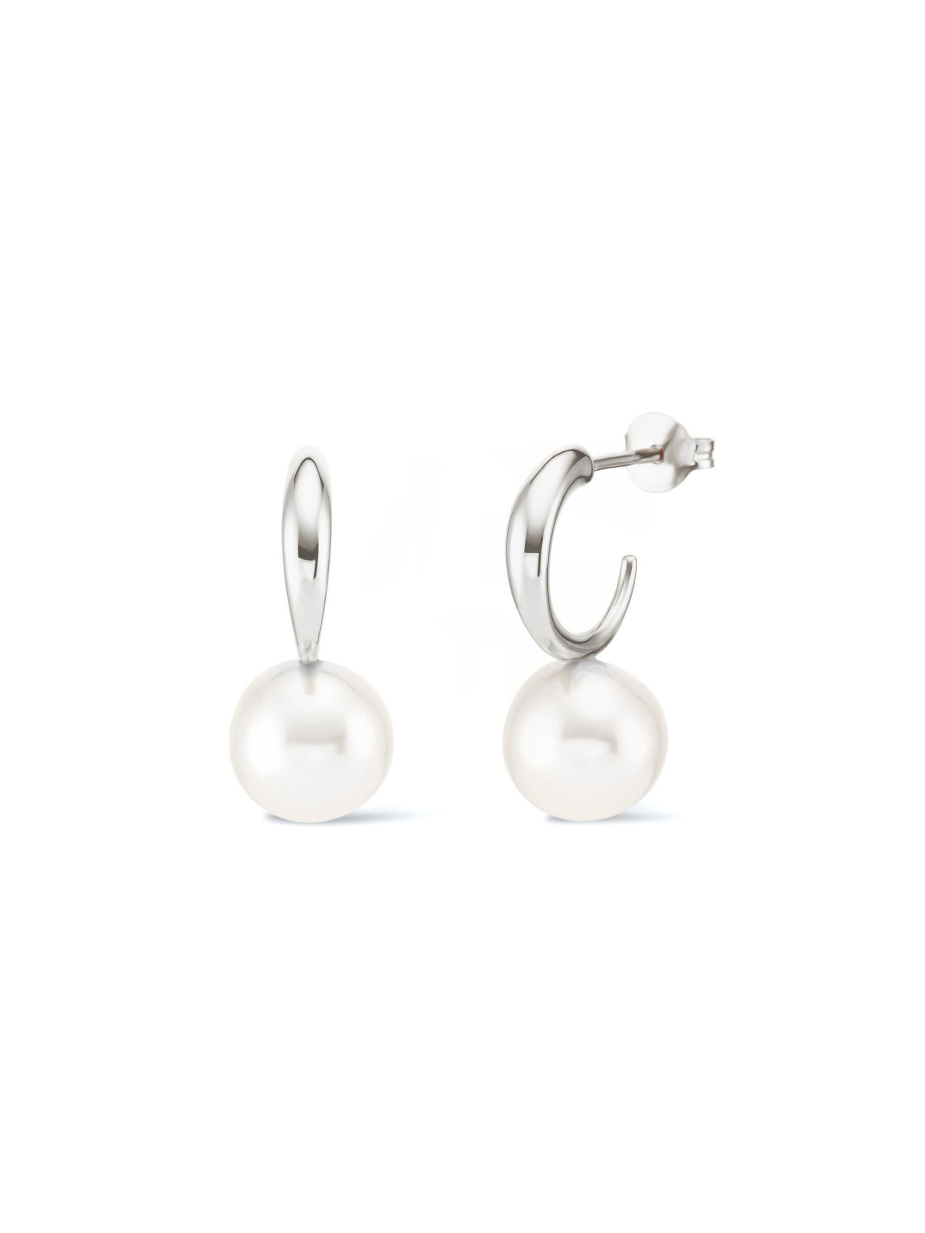 Dinny Hall Toro pearl drop hoops silver tone with AAA pearls - British product