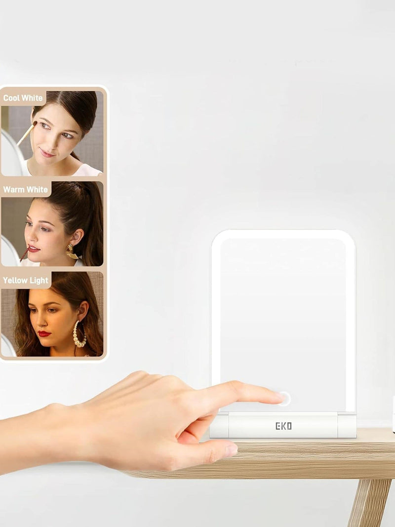 Eko white foldable travel LED mirror 26cm, imported from the UK