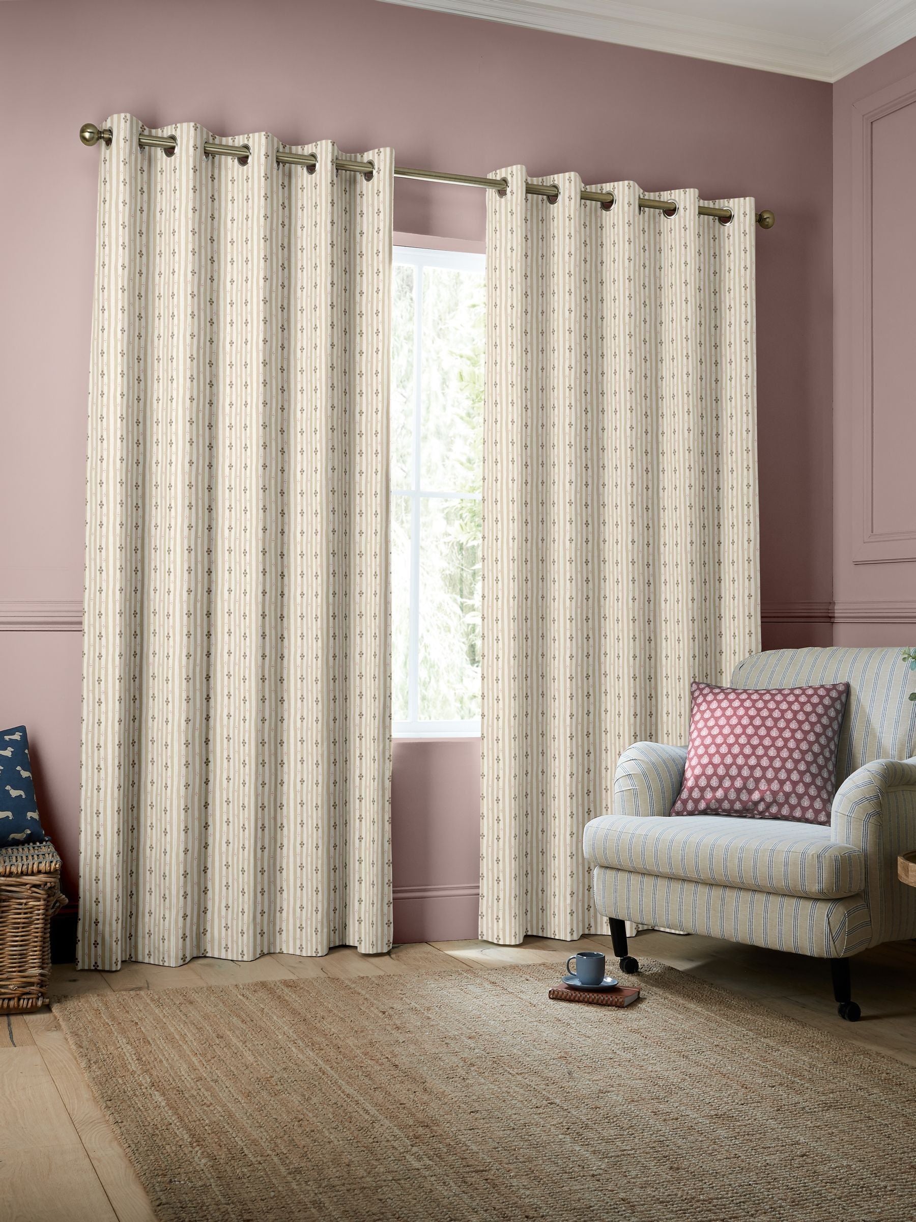 Emily Bond Natural Clara curtains, imported from the UK