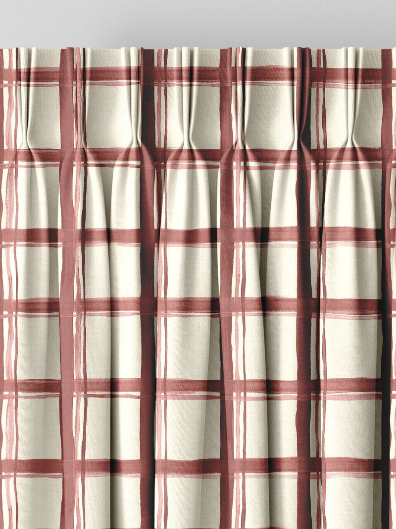 Emily Bond spiced red gingham made to measure curtains (British brand)