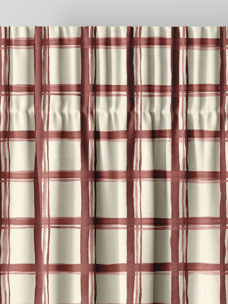 Emily Bond spiced red gingham made to measure curtains (British brand)