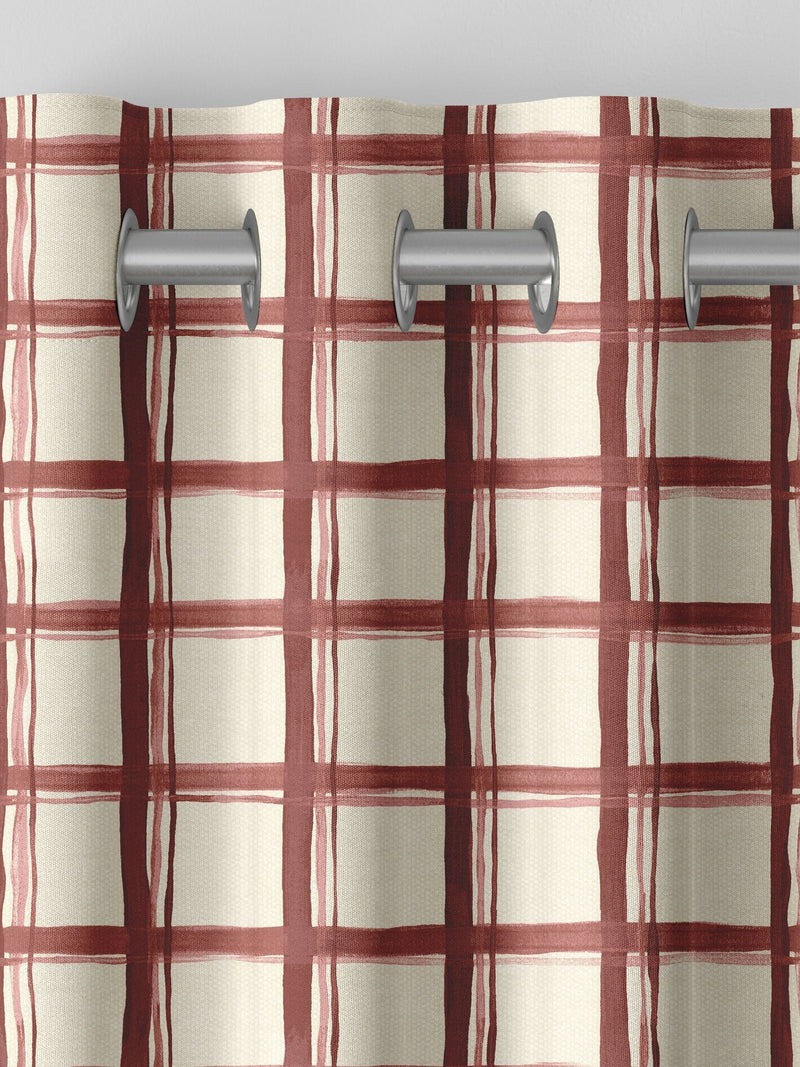 Emily Bond spiced red gingham made to measure curtains (British brand)
