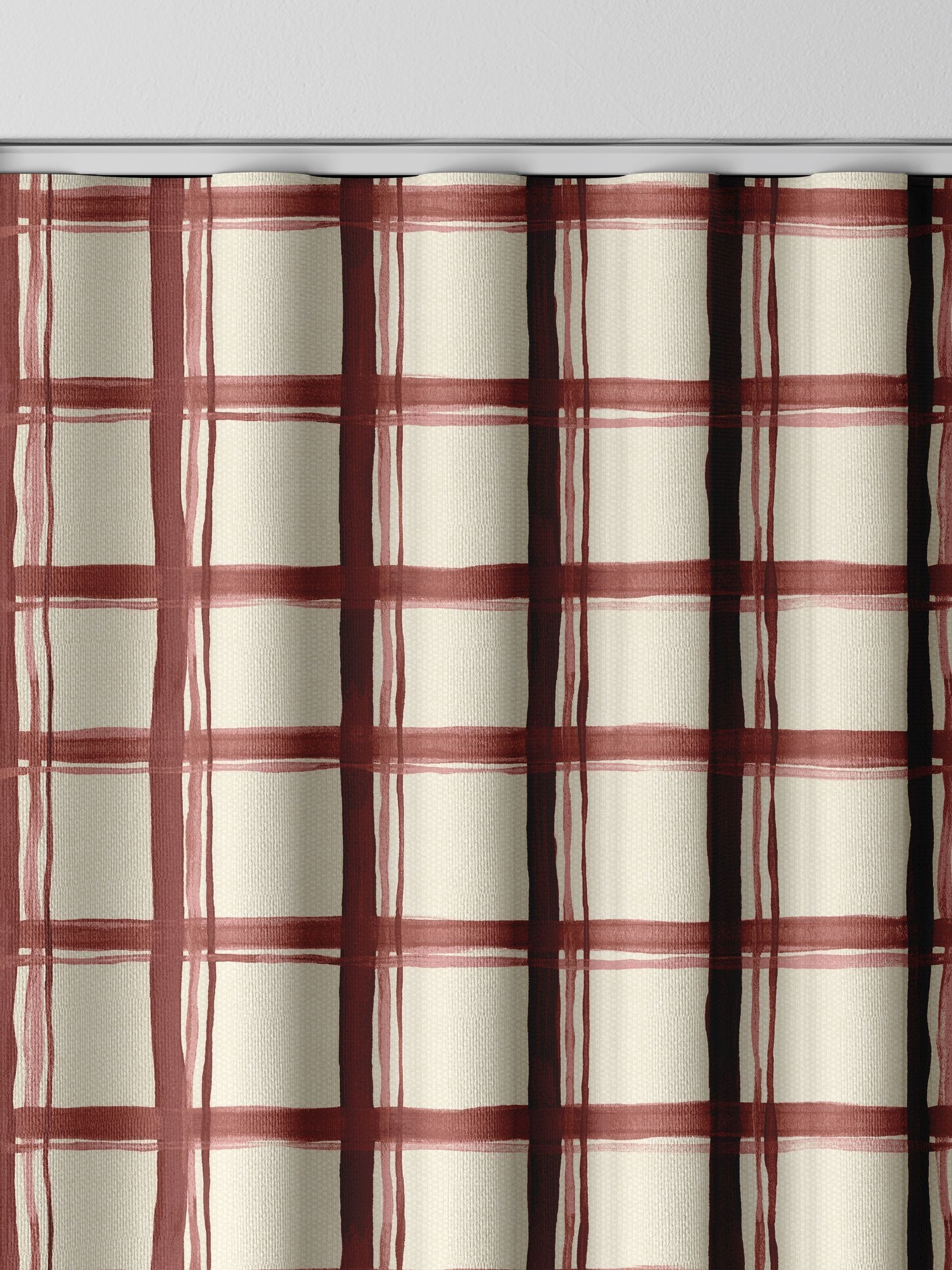 Emily Bond spiced red gingham made to measure curtains (British brand)