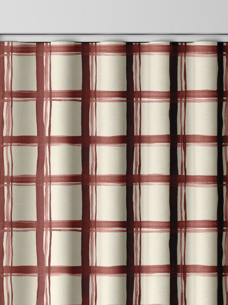 Emily Bond spiced red gingham made to measure curtains (British brand)