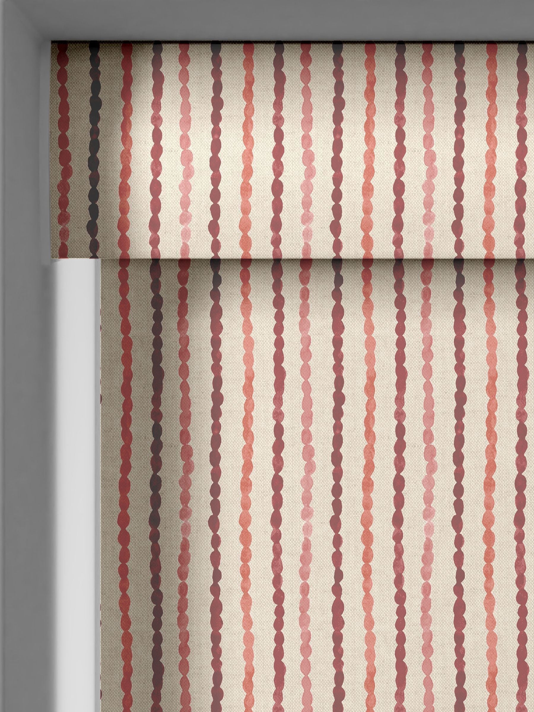 Emily Bond red Moroccan stripe blinds imported from the UK