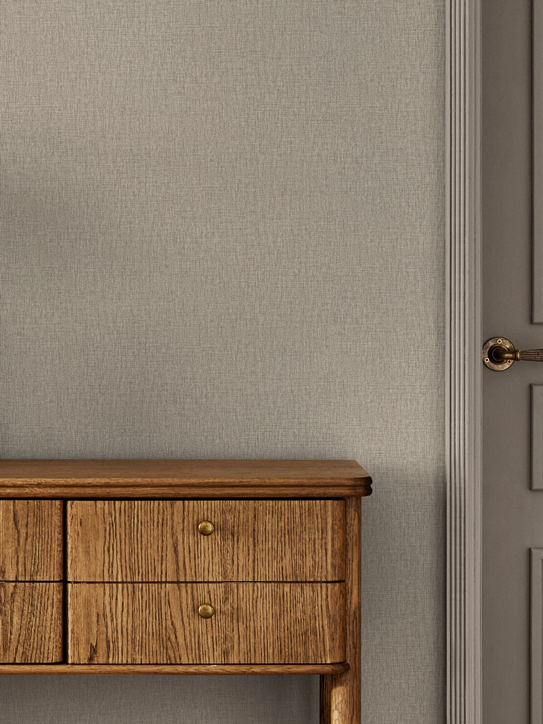 Charcoal linen look wallpaper sample A4, imported from the UK