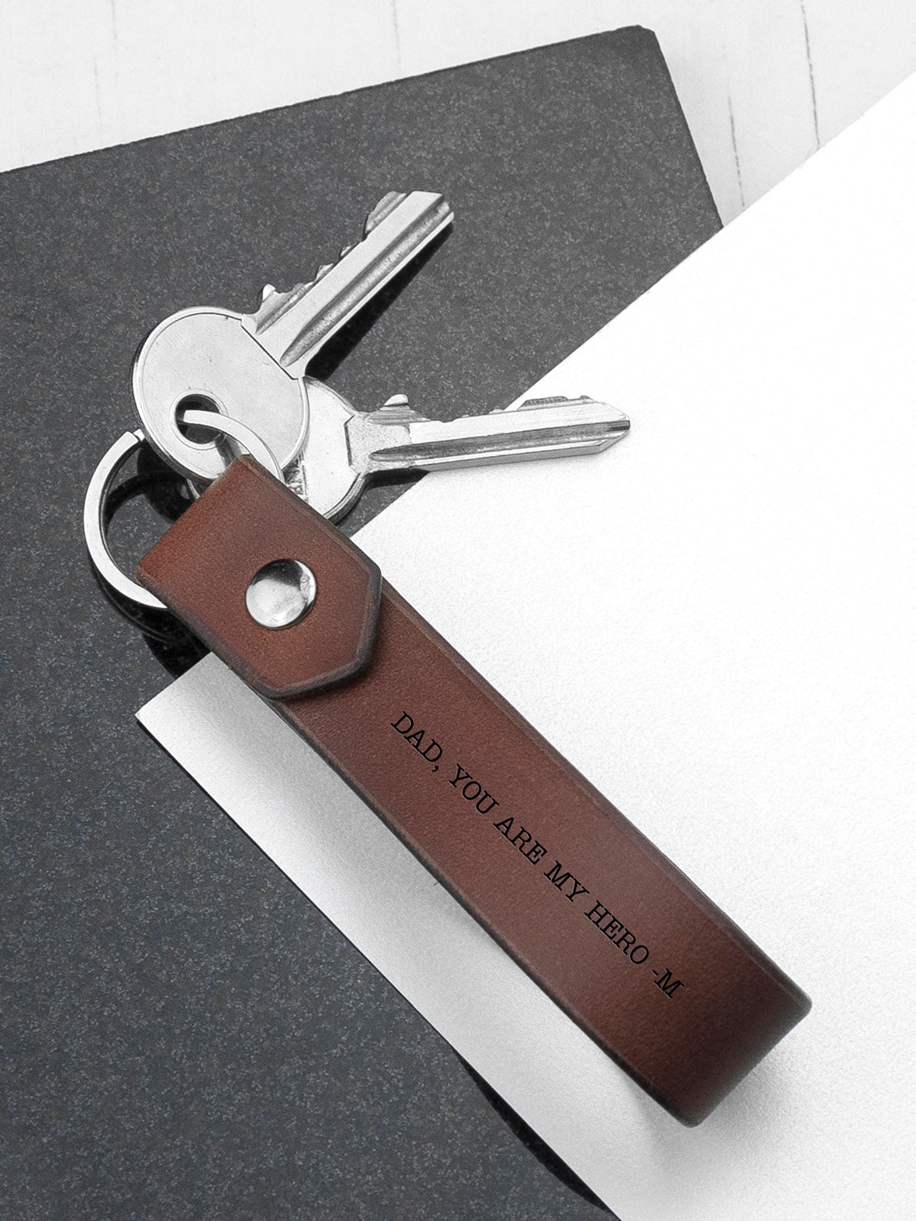 Treat Republic personalised luxury brown leather keyring 11.5cm - British product