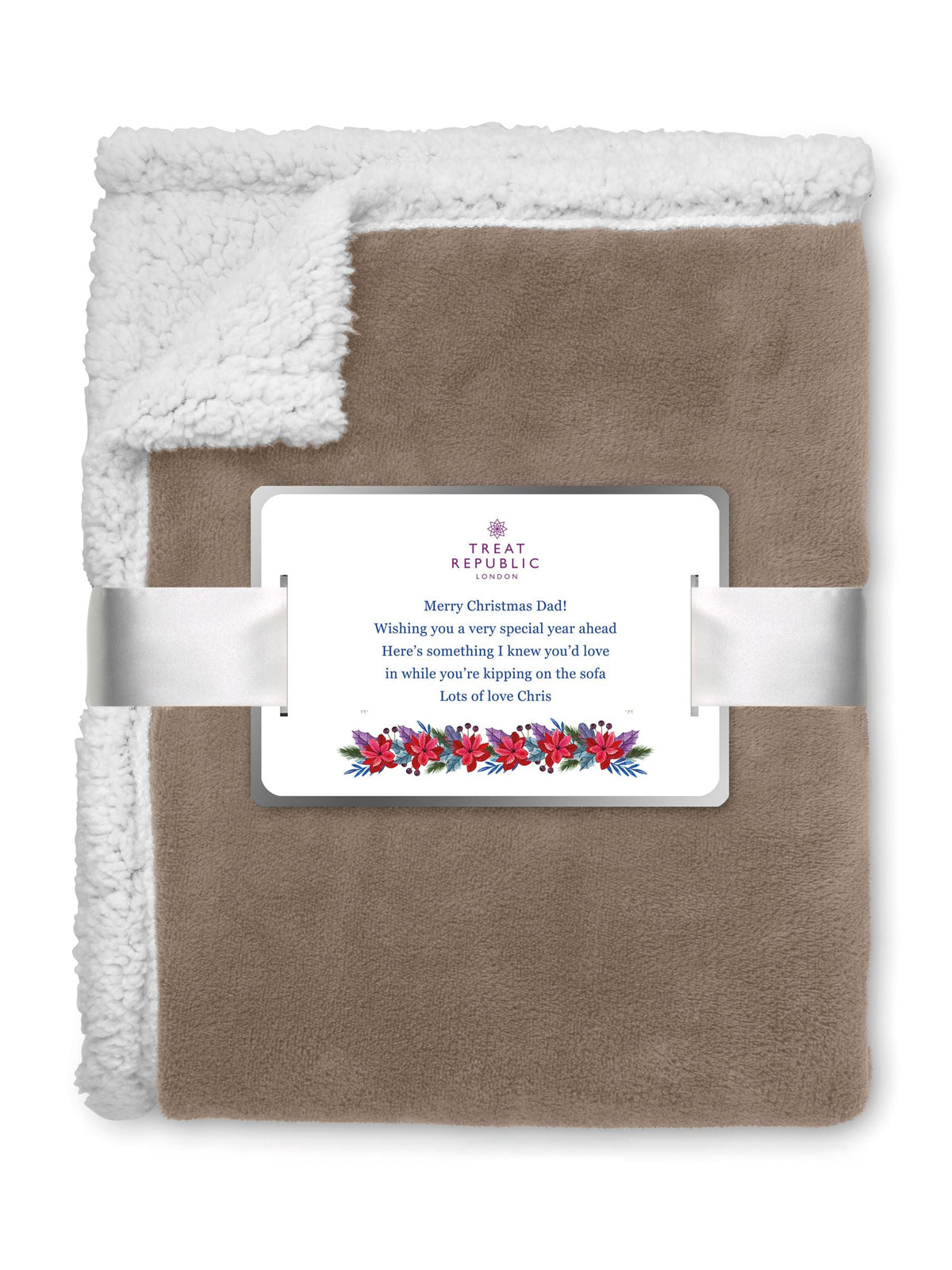 Treat Republic personalised sherpa lined fleece blanket 150x120cm (British brand)