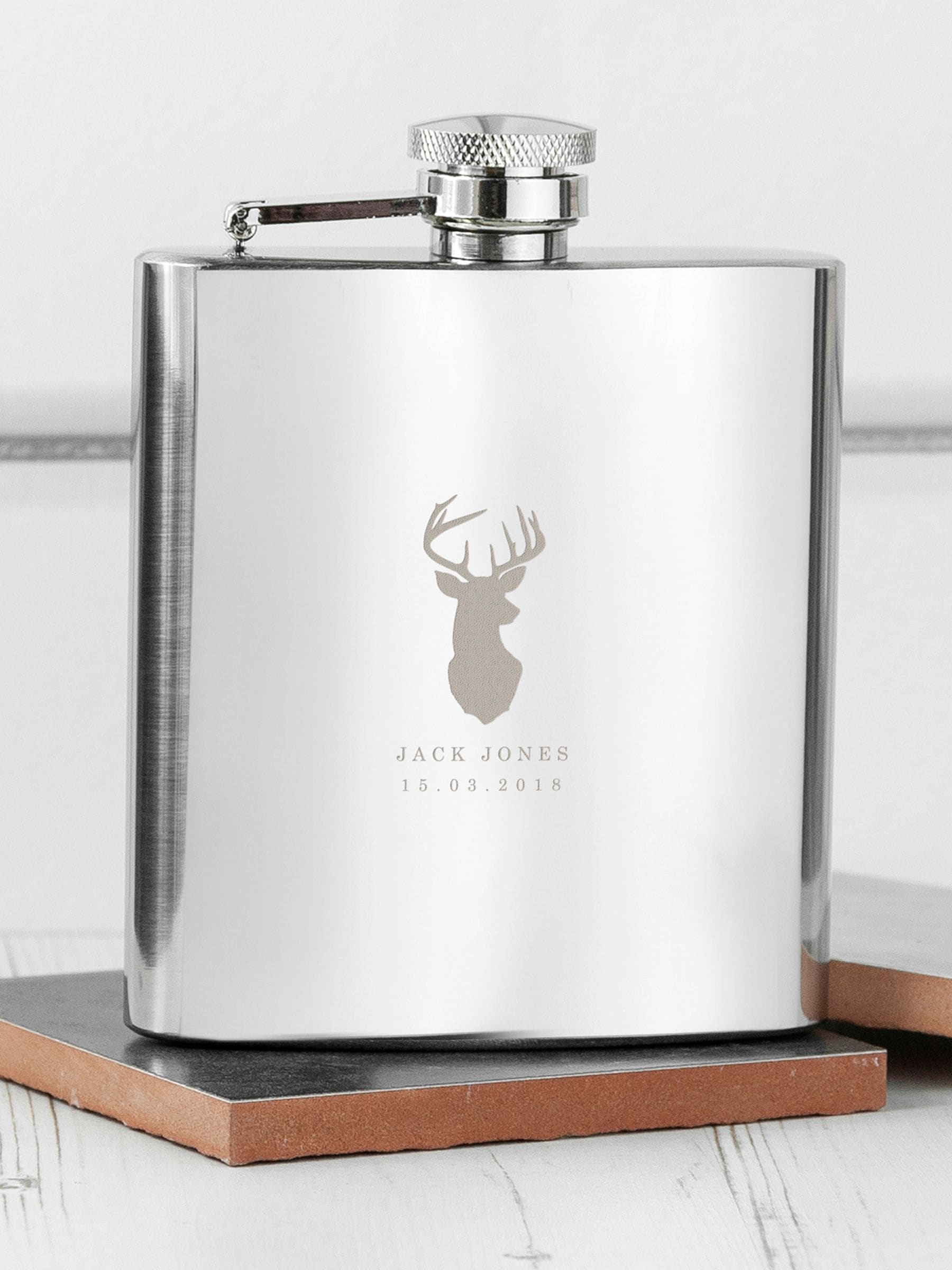 Treat Republic stag hip flask 6oz, UK version
