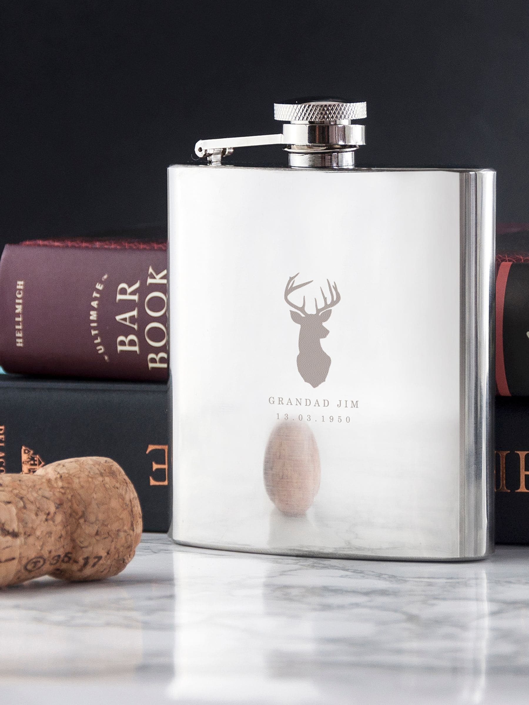 Treat Republic stag hip flask 6oz, UK version