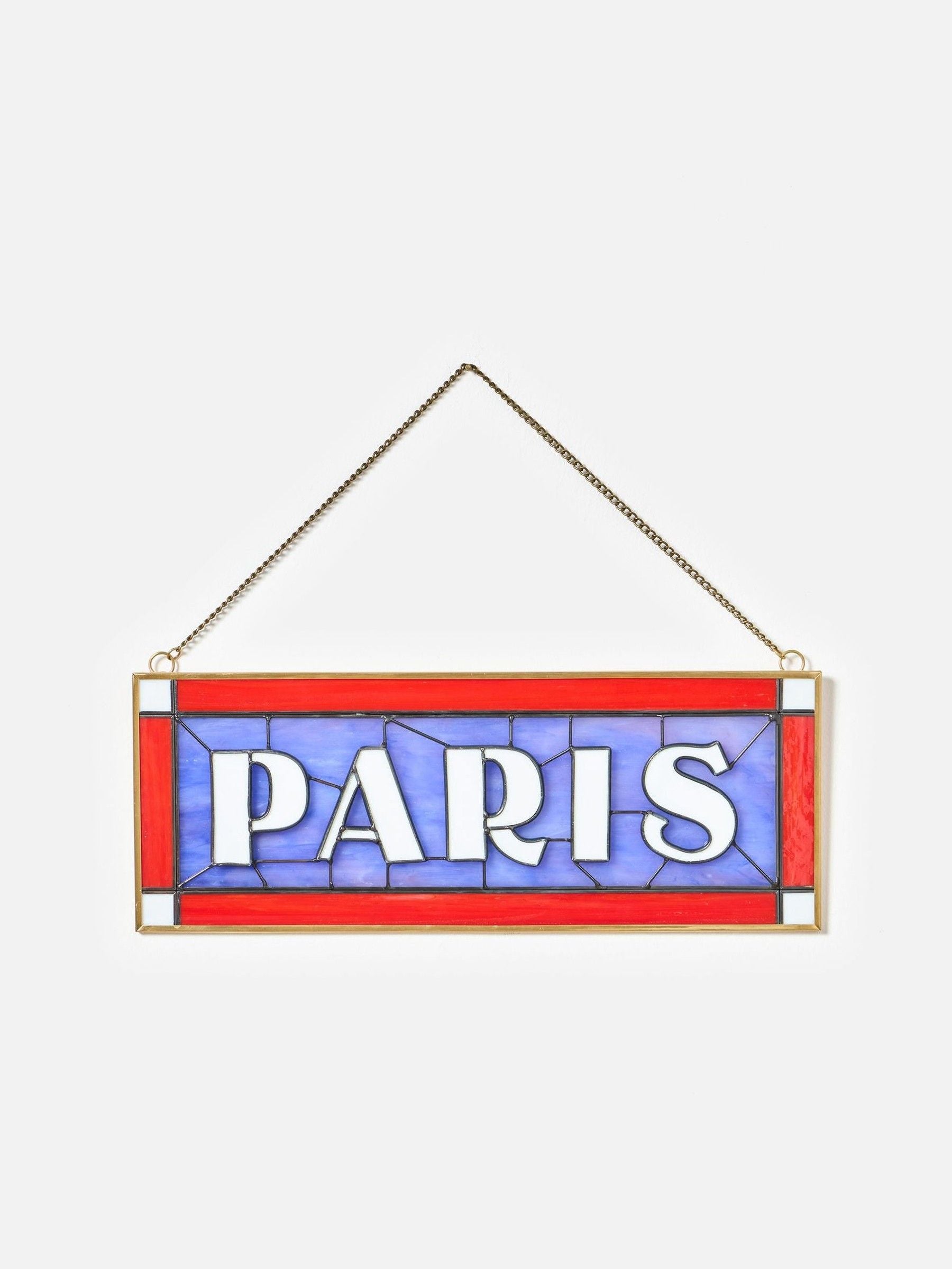 Oliver Bonas Red & Blue Paris stained glass wall art 28x35cm - British product