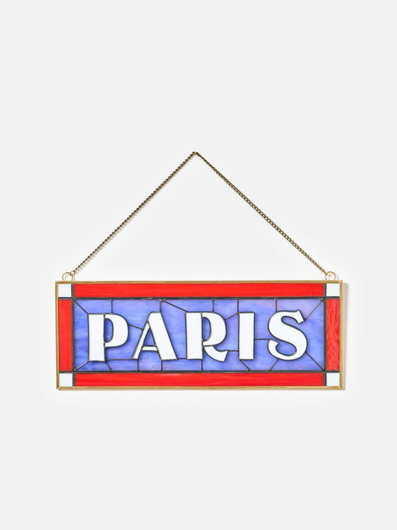 Oliver Bonas Red & Blue Paris stained glass wall art 28x35cm - British product