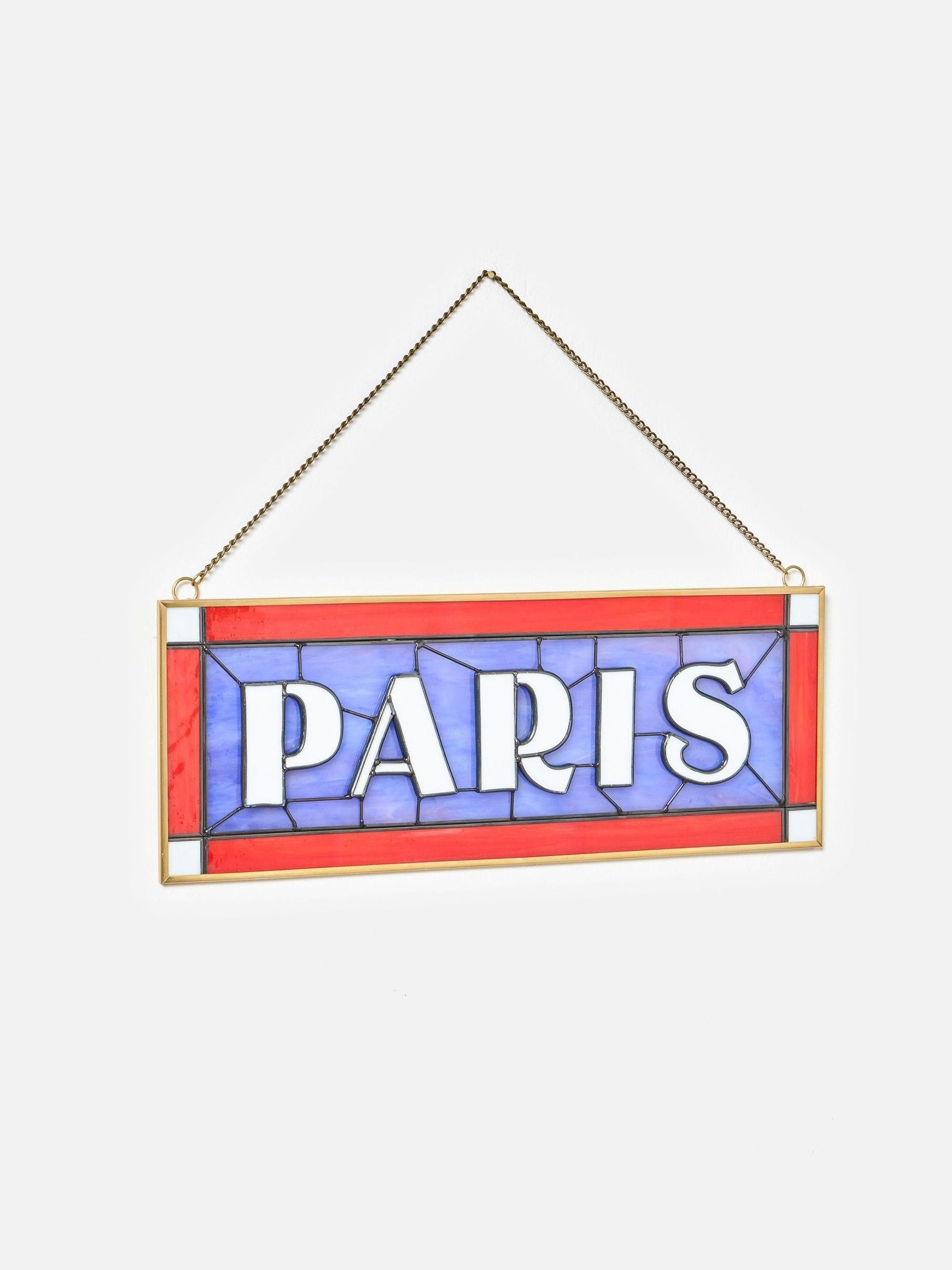 Oliver Bonas Red & Blue Paris stained glass wall art 28x35cm - British product