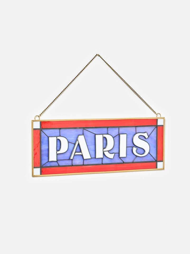Oliver Bonas Red & Blue Paris stained glass wall art 28x35cm - British product