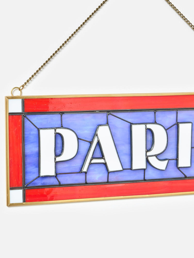 Oliver Bonas Red & Blue Paris stained glass wall art 28x35cm - British product