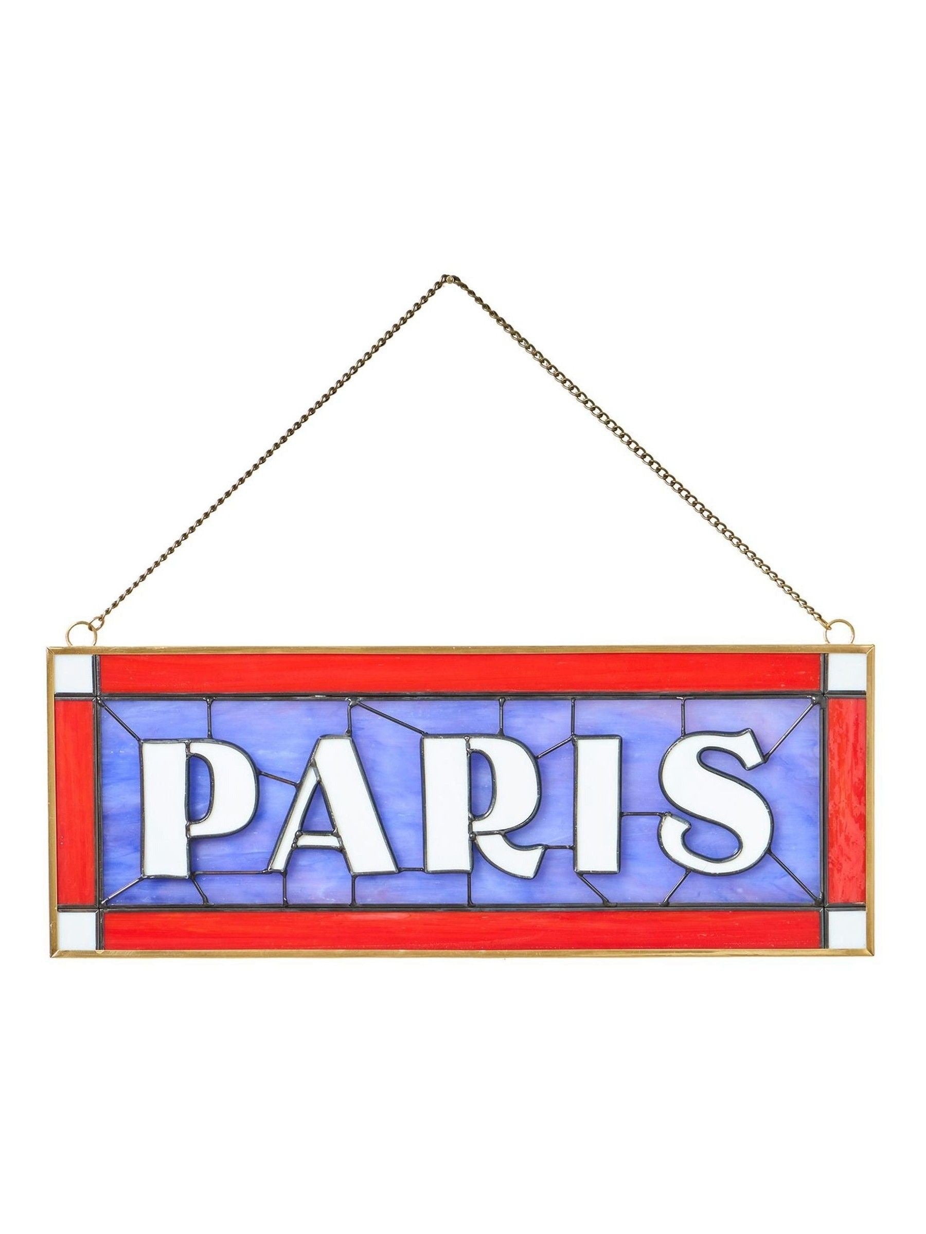 Oliver Bonas Red & Blue Paris stained glass wall art 28x35cm - British product