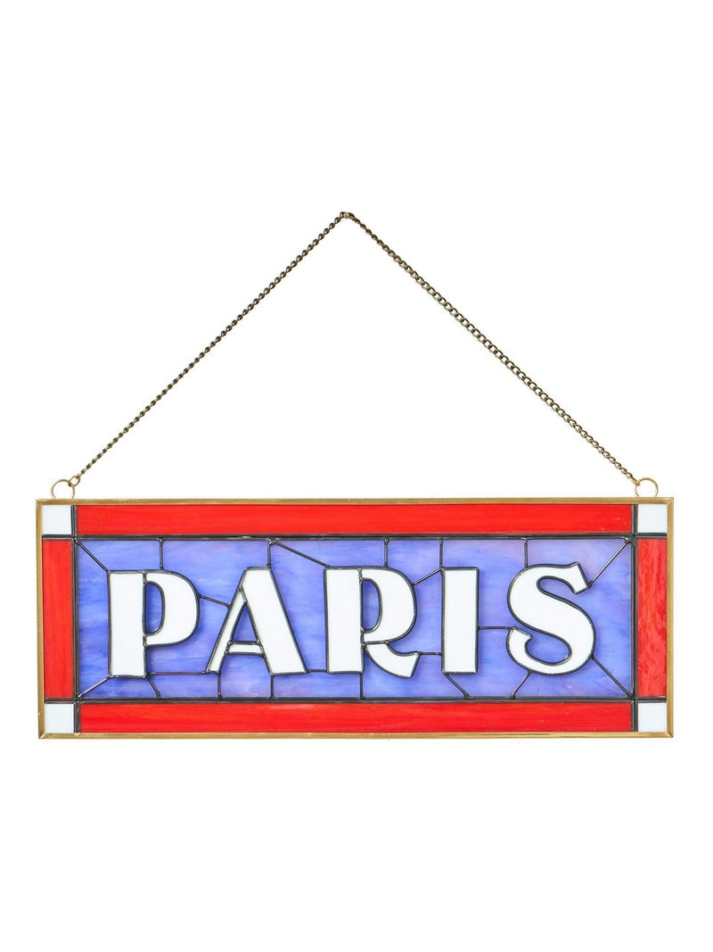 Oliver Bonas Red & Blue Paris stained glass wall art 28x35cm - British product
